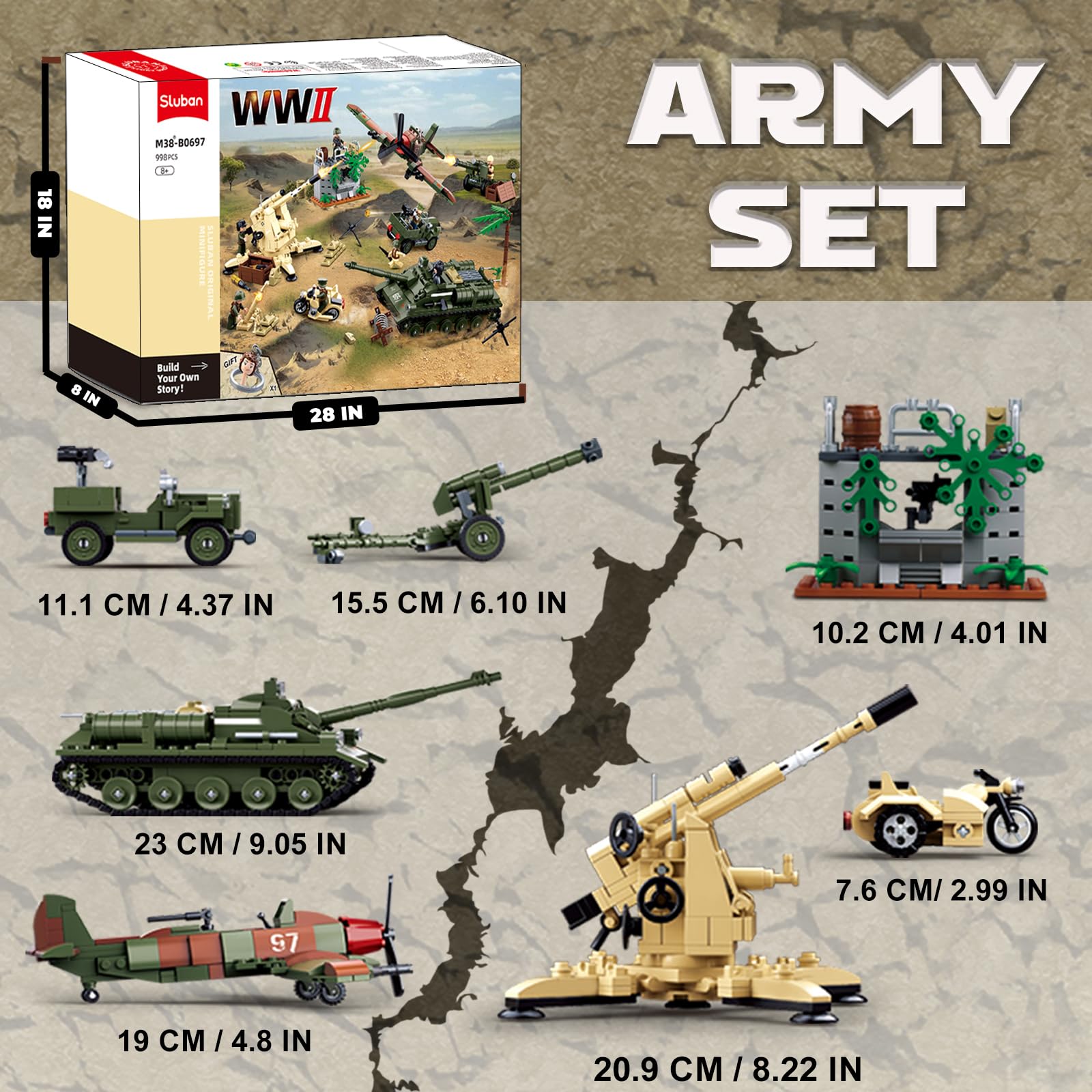 Amazon.co.jp: 軍事基地ビルディングセット WW2 陸軍モデルキット 戦車